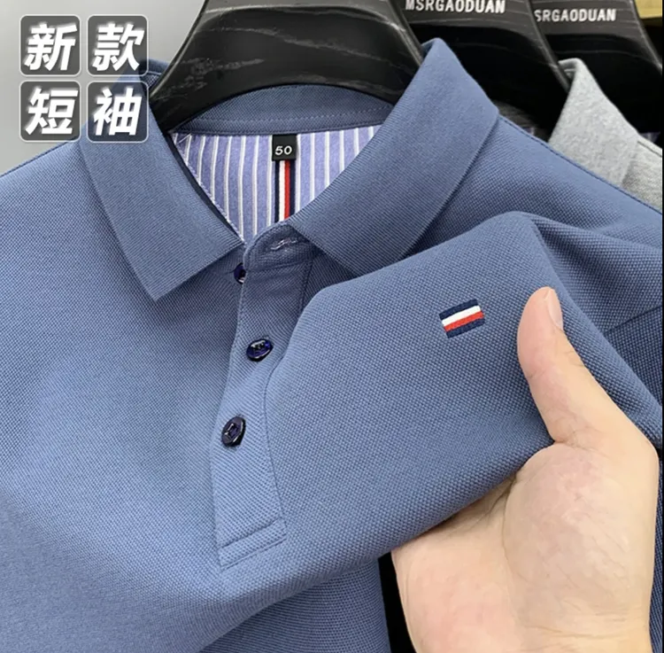 【夏季短袖】男士POLO衫短袖高档T恤休闲翻领透气宽松纯色半袖上衣