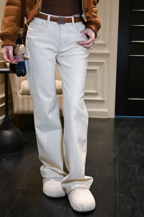 TUTU【邪修神裤】98棉/修身显瘦百搭加绒冬季直筒微喇牛仔裤#CK1599