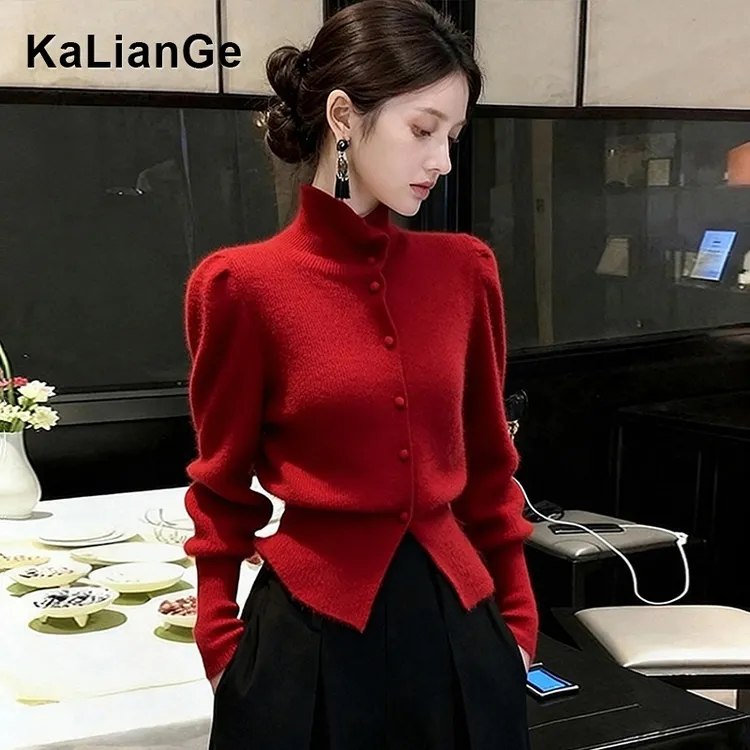 卡莲格/法式巨好看掐腰高领毛衣女秋冬小香风保暖气质针织衫上衣