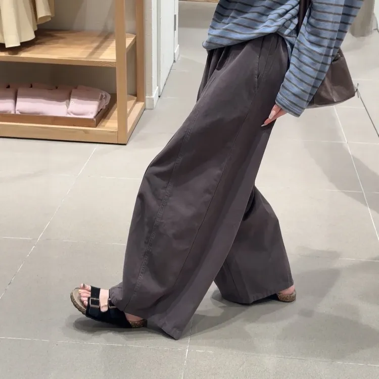 老钱风质感弯刀阔腿裤女2025秋季新款廓形高腰直筒裤休闲长裤ins