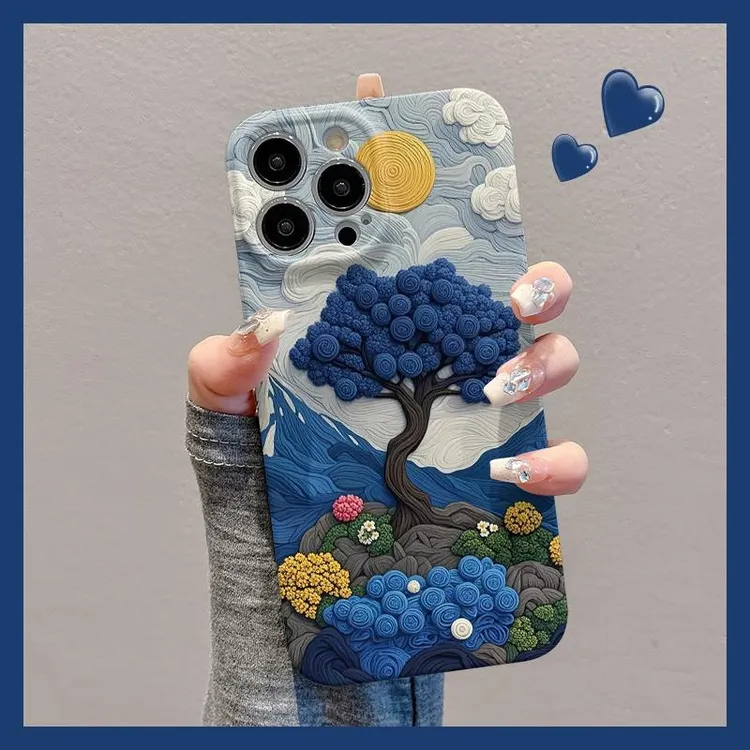 GGBond蓝玫瑰山川适用iphone16/15/14菲林手机壳华为vivo小米oppo