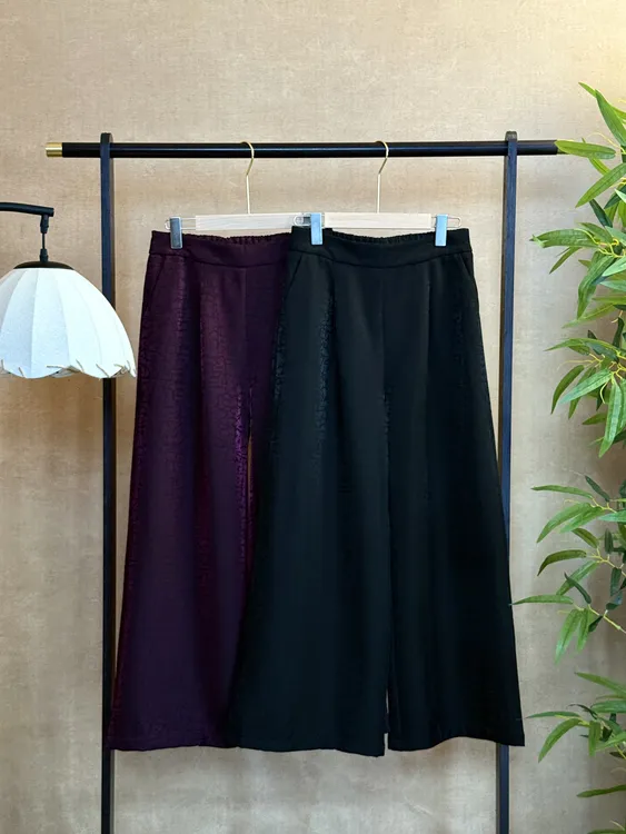 031 新中式国风秋冬加棉加厚松紧款窄版阔脚裤