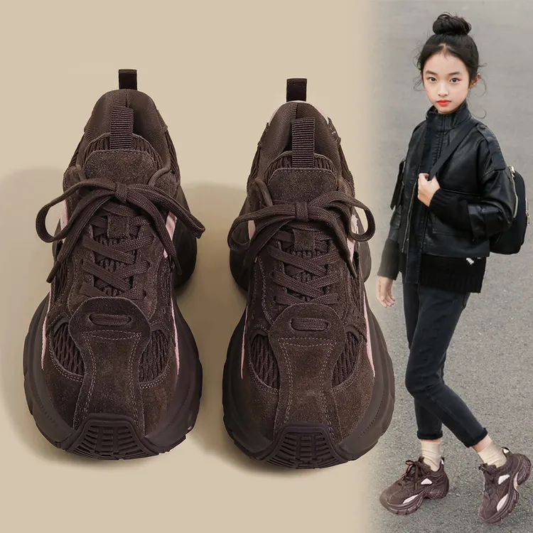 女童老爹鞋2025秋冬新款中大童加绒二棉鞋小女孩春秋款儿童运动鞋