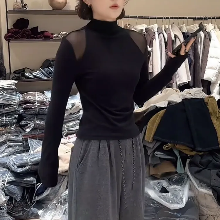 2025秋冬新款气质上衣韩版纯欲风露肩打底T恤女LK2507133