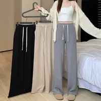 大码胖妹妹显瘦糯米裤子女春秋新款高腰百搭遮胯阔腿休闲裤13286