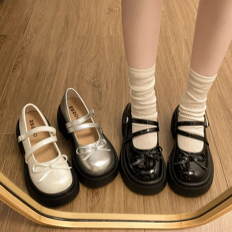 南在南方厚底玛丽珍女鞋2025秋季黑色乐福小皮鞋女法式粗跟jk鞋子