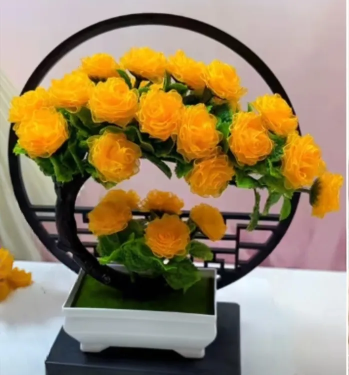 新品/2.5厘米彩色雪纱带月亮玫瑰盆景桌摆件花束手工DIY制作材料