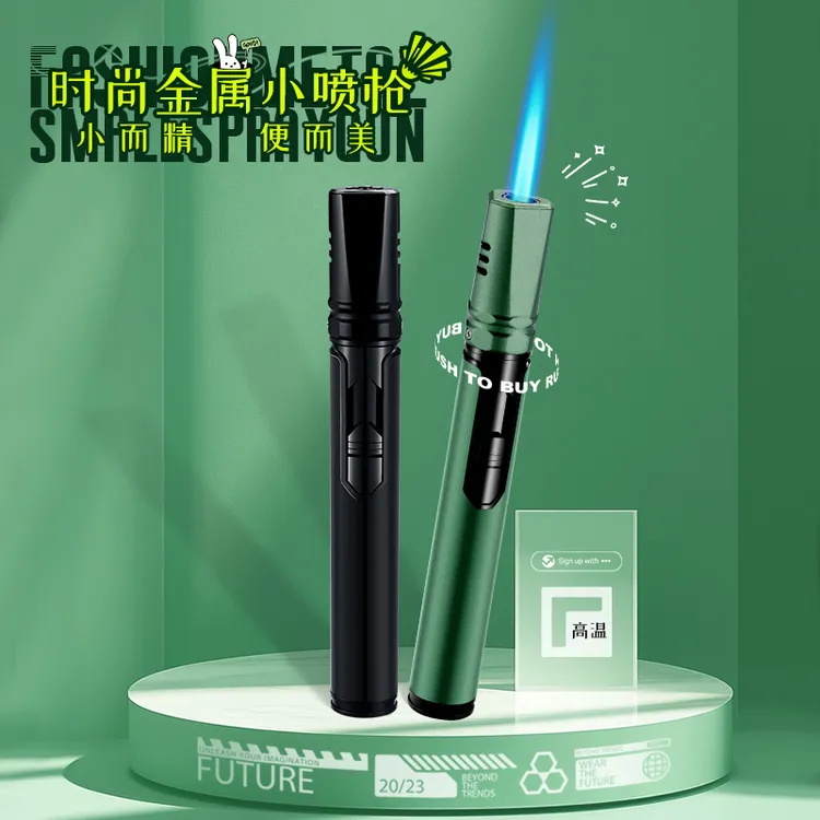 【新款】防风充气打火机高温直冲喷枪金属便捷点火器户外烧烤露营