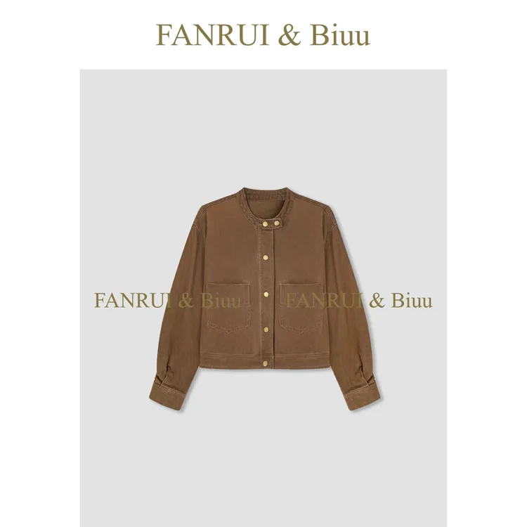 FANRUI/泛芮「流金岁月」100棉钉扣复古显瘦高级感气质外套女B18289