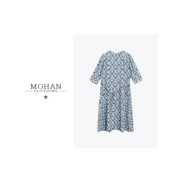 CLOTHING/墨含高奢时尚潮流气质优雅百搭桑蚕丝连衣裙AMF127-1