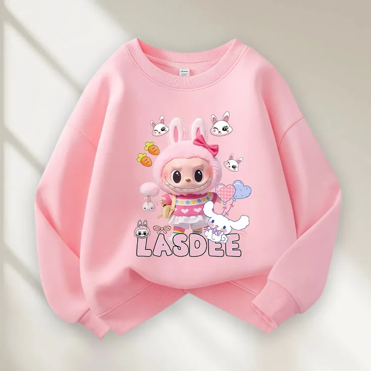 新款卡通圆领长袖卫衣女童拉布布男童春秋冬可爱中小儿童宽松百搭