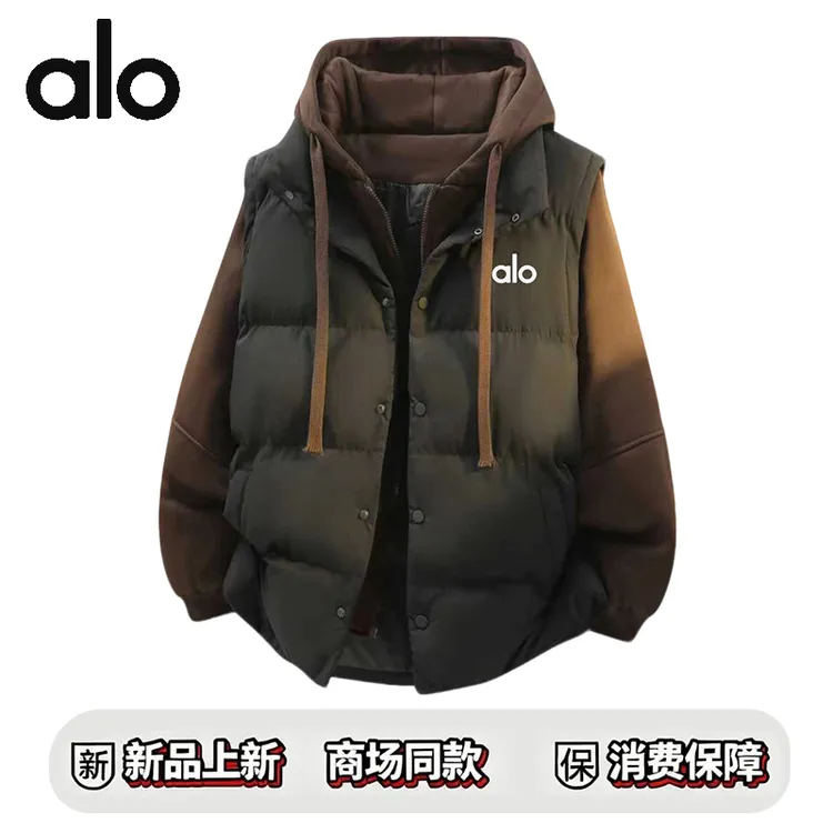 【官方奥特莱斯】ALO棉服男休闲面包服冬季假两件连帽棉衣加厚外套