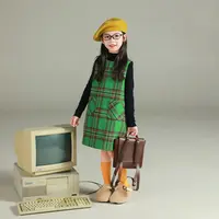 utouto大耳象女童毛呢背心裙2025冬季新款毛呢厚连衣裙2573035