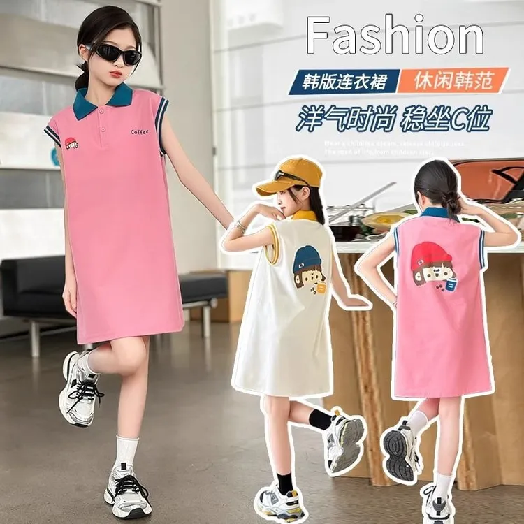 新品巴拉巴拉女童夏装2025新款中大童装短袖t恤裙儿童女孩网红炸