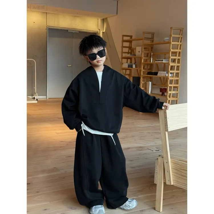秋季男童中大童春秋季时尚韩版针织洋气长袖儿童潮时尚韩版套装