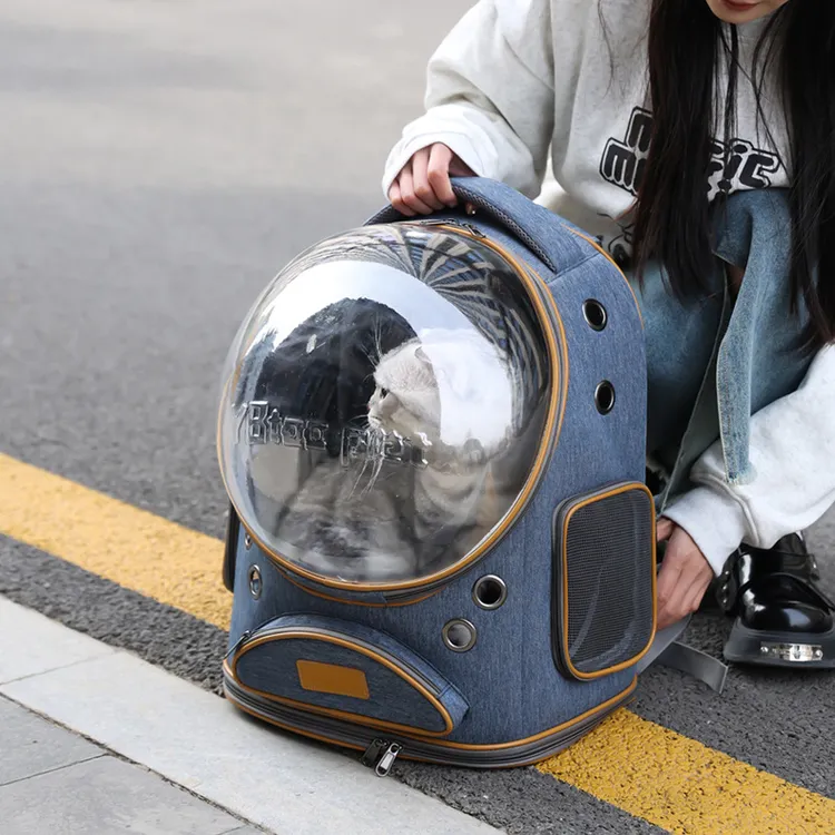 新款宠物猫包便携猫背包大容量可透气全景太空舱宠物外出便携包