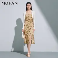【籽言专属】MOFAN摩凡春新款黄色花纹连衣裙MDL453754