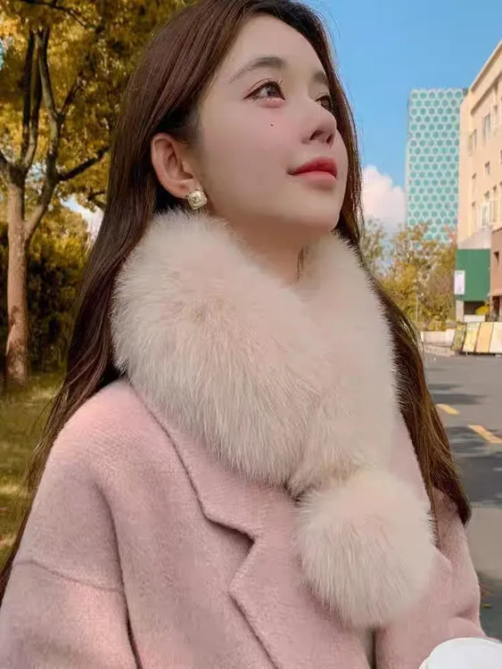 真狐狸围脖巾毛毛围巾保暖秋冬短款韩版毛领皮草百搭纯色冬季围脖