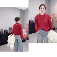 唯美女装别致麻花慵懒舒适常规版针织毛衣