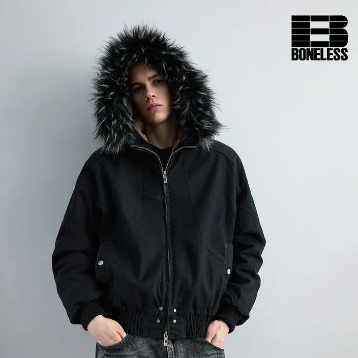 BONELESS座山雕加绒加厚外套cleanfit纯棉重磅帆布洗水棉服夹克