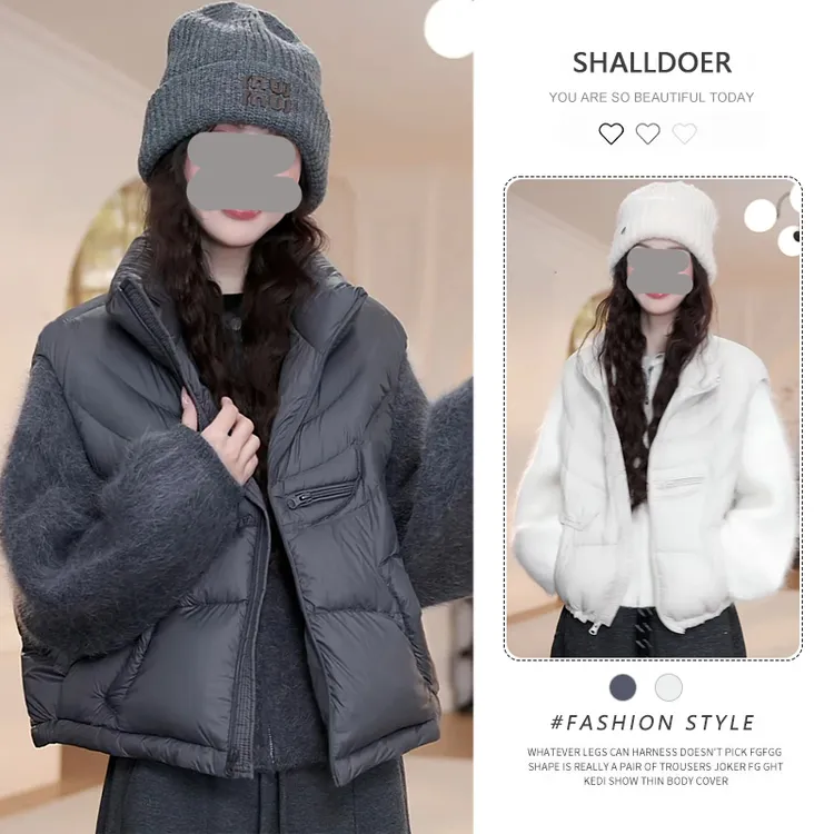 纯色立领马夹女秋季新款设计感保暖叠穿马甲