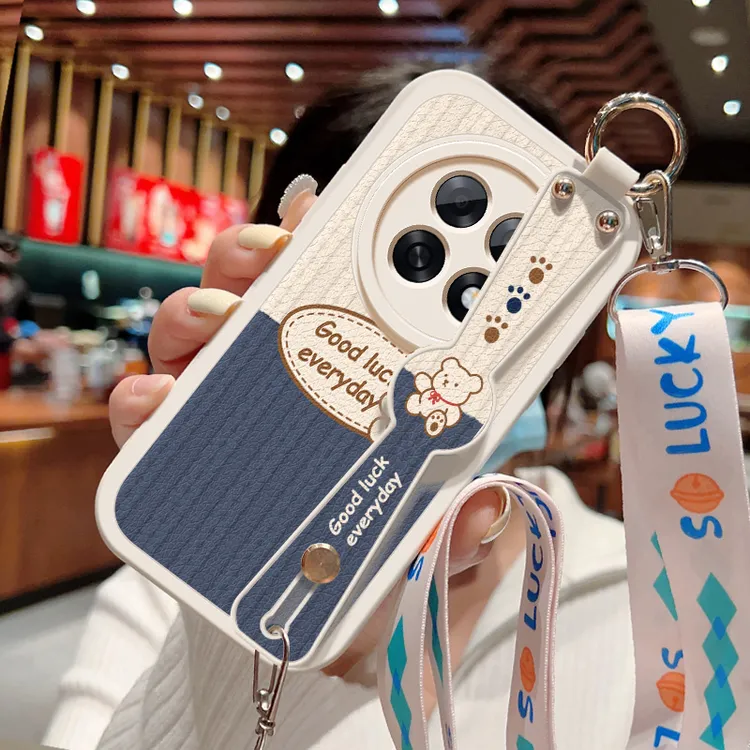 英文小熊适用oppoa6gt手机壳新款a6pro腕带a6i全包斜挎挂绳保护套