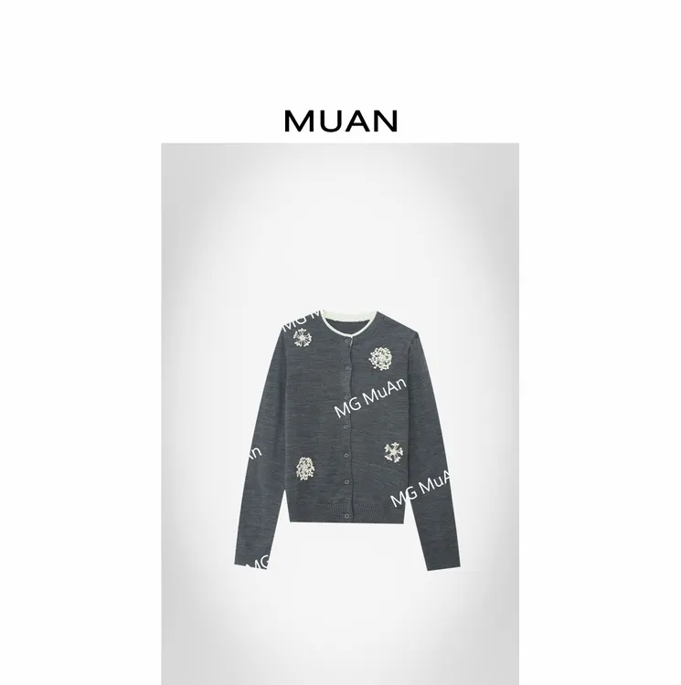 木岸MUAN:《小烟花开衫》定制251克巴素兰手工钩花毛衣女DG3-081-1