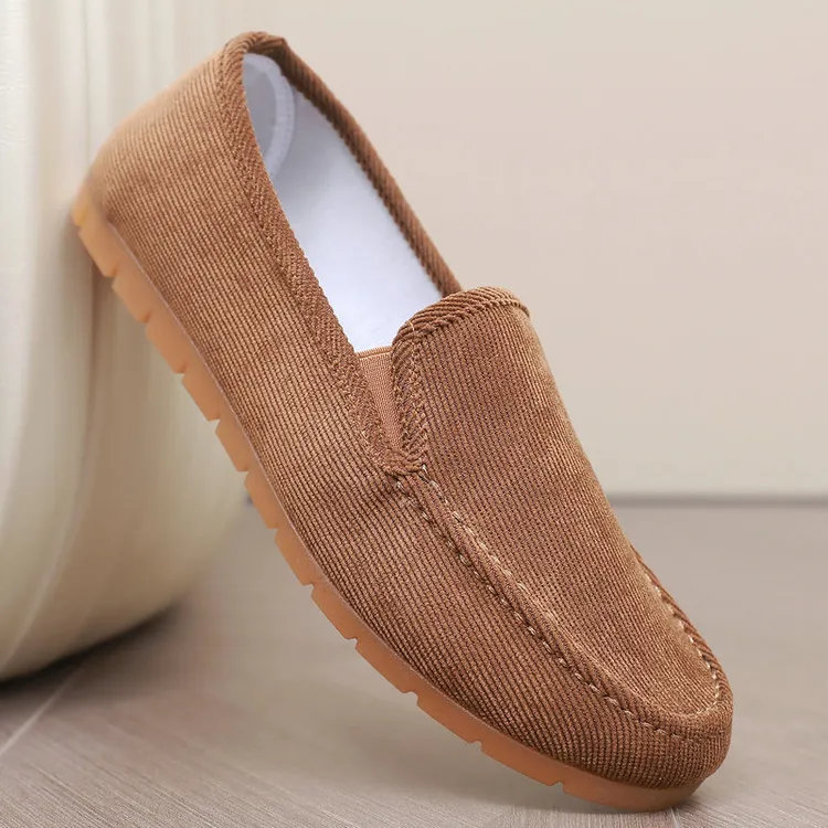 老北京布鞋软底男士休闲灯芯条绒轻便软底一脚蹬开车懒人鞋男鞋黑