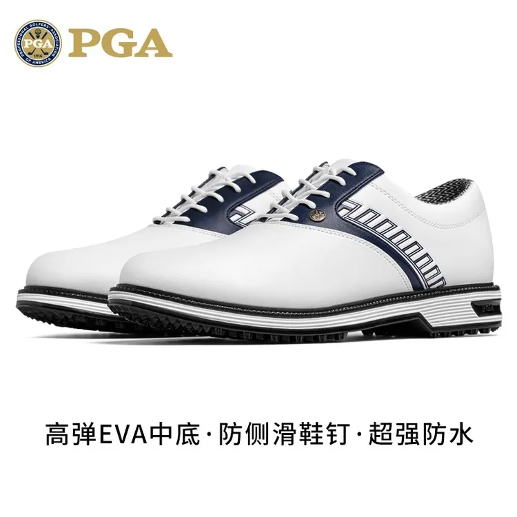 美国PGA 男士高尔夫鞋运动鞋英伦风休闲防水防侧滑鞋钉golf男鞋