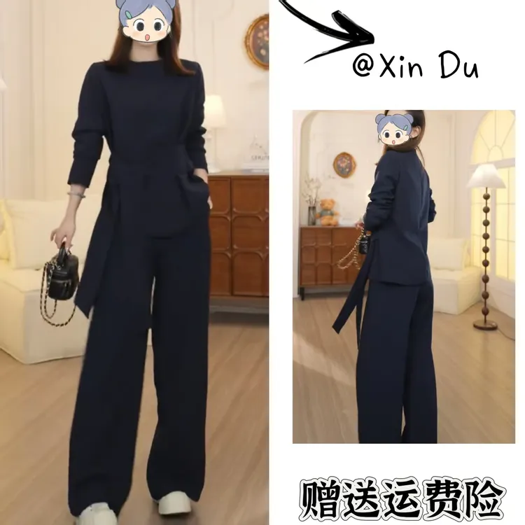 2025秋季新款时尚显瘦气质女士网红洋气两件套百搭款D23107