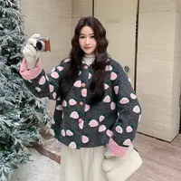 【MY SHAN】冬季新款撞色立体花朵韩版宽松显瘦羊毛呢子羽绒服66179