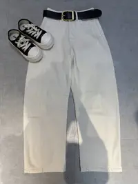 W4982王仙女 弯刀牛仔阔腿裤女秋慵懒设计感显瘦宽松遮腿型香蕉裤
