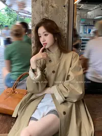 【都市浪漫】~英伦风垂感宽松显瘦风衣外套女小个子休闲大衣