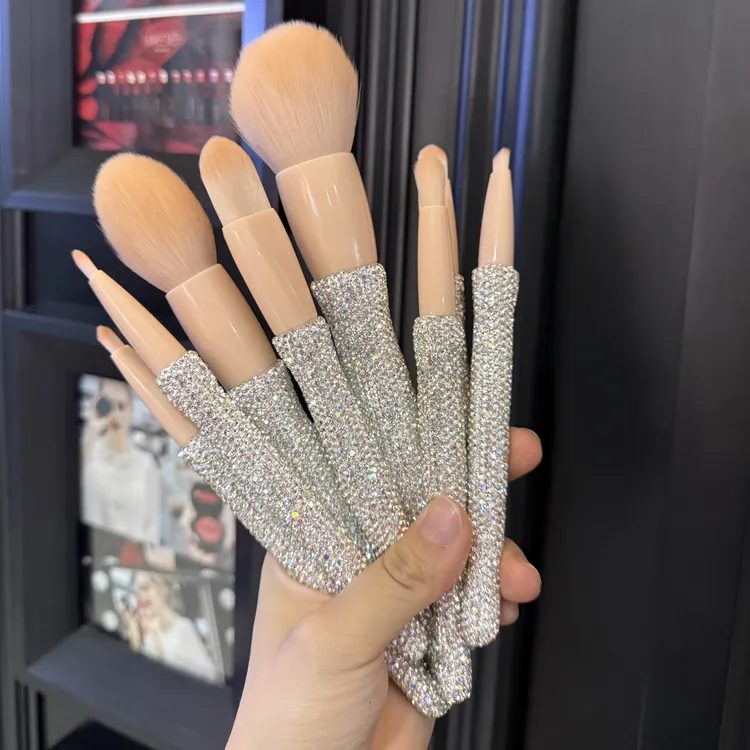 新款镶钻咖啡色化妆刷套装柄柔软美妆工具