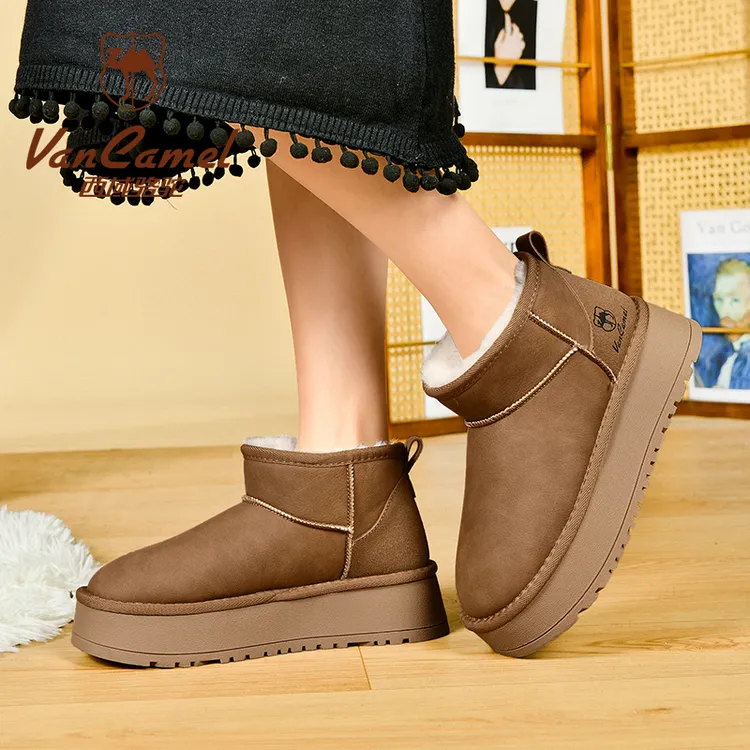 VANCAMEL/西域骆驼冬季加绒加厚2025新款厚底防滑保暖雪地靴