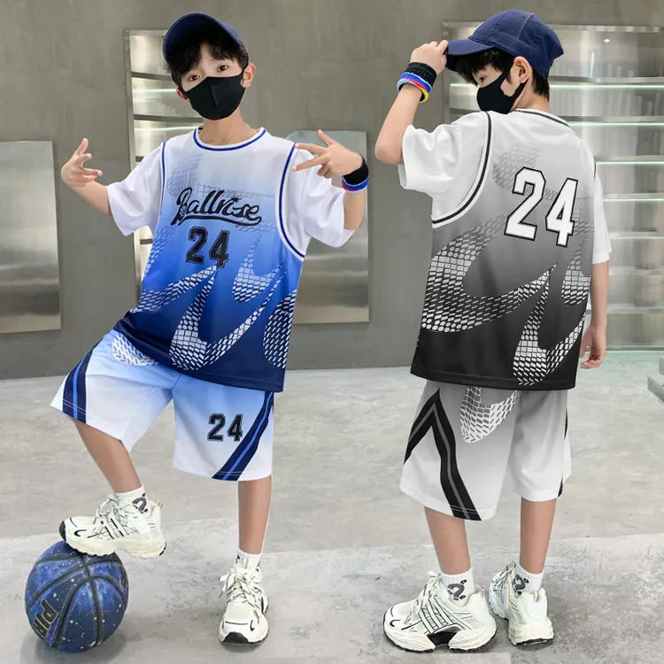 短袖篮球服男童套装夏季运动服装2025新款儿童24号球衣两件套速干