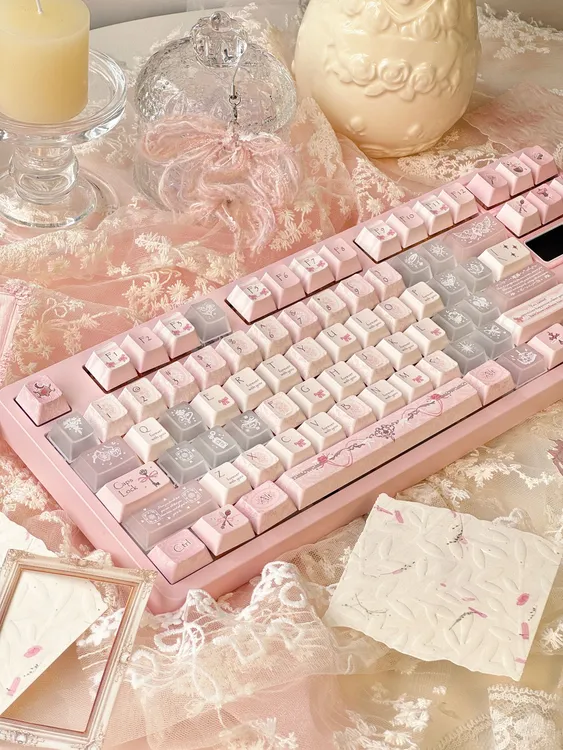 花笺之约键帽粉色键帽原厂高度少女心键帽1.7厚度五面热升华工艺