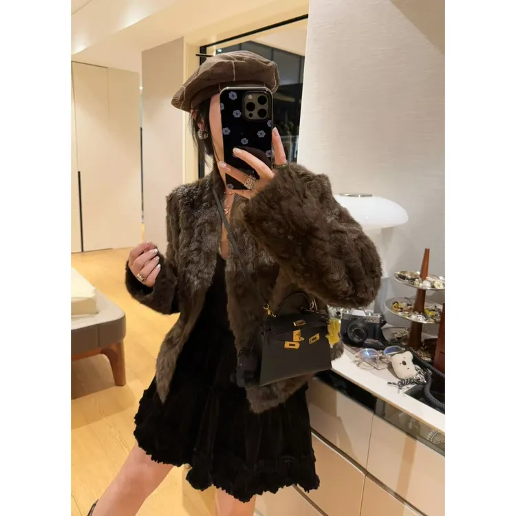 人造皮草 SP高级感环保草草外套女冬宽松短款