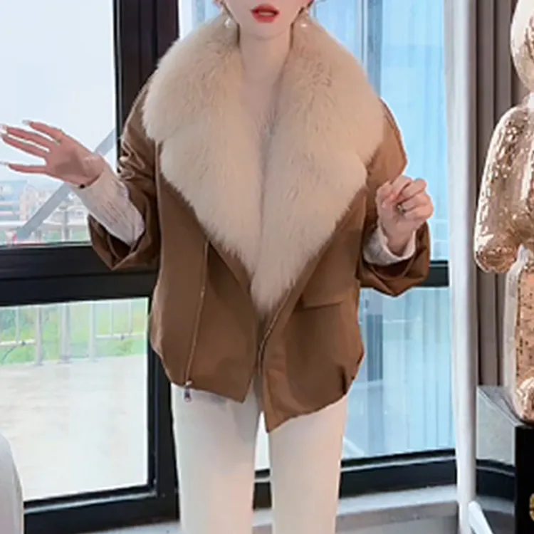 港风复古大毛领棉服外套女2026秋冬新款棉衣加厚保暖显瘦开衫上衣