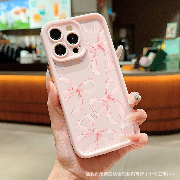 保护壳满屏粉色蝴蝶结适用iPhone苹果12/13/14/15Pro/16/17ProMax