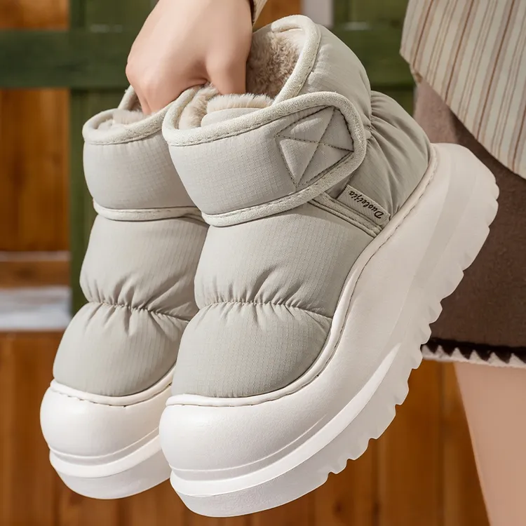 冬季女款棉鞋子厚底防滑加绒保暖防水防风骑行羽绒棉靴女士户外穿