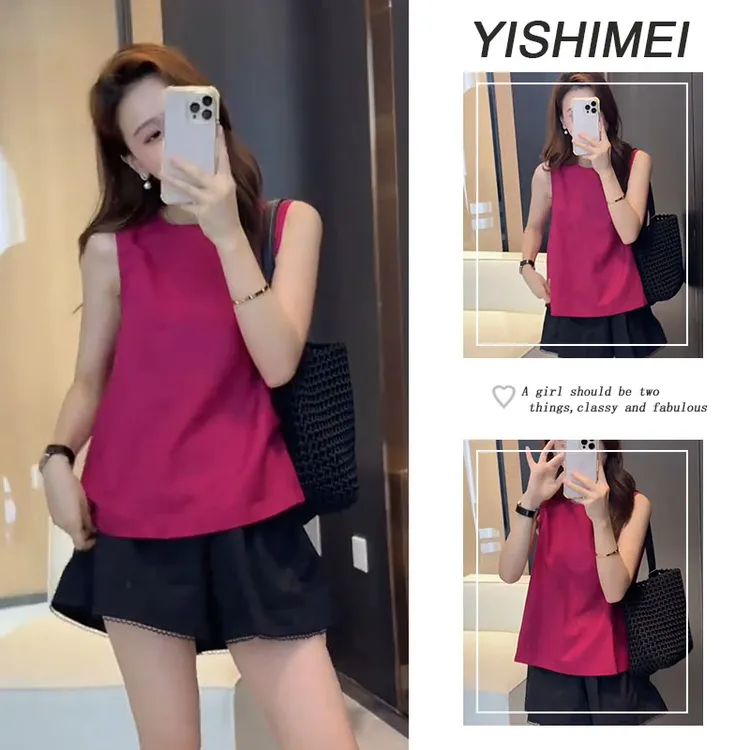 套装女2025年夏季新款爆款洋气百搭简约无袖上衣显瘦短裤两件套装