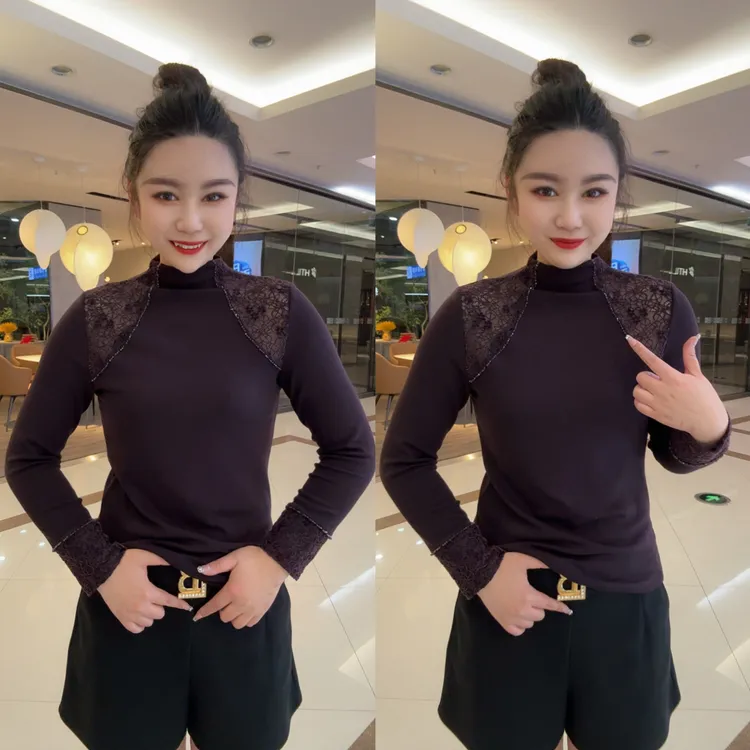 水绒蕾丝串珠慕斯绒打底