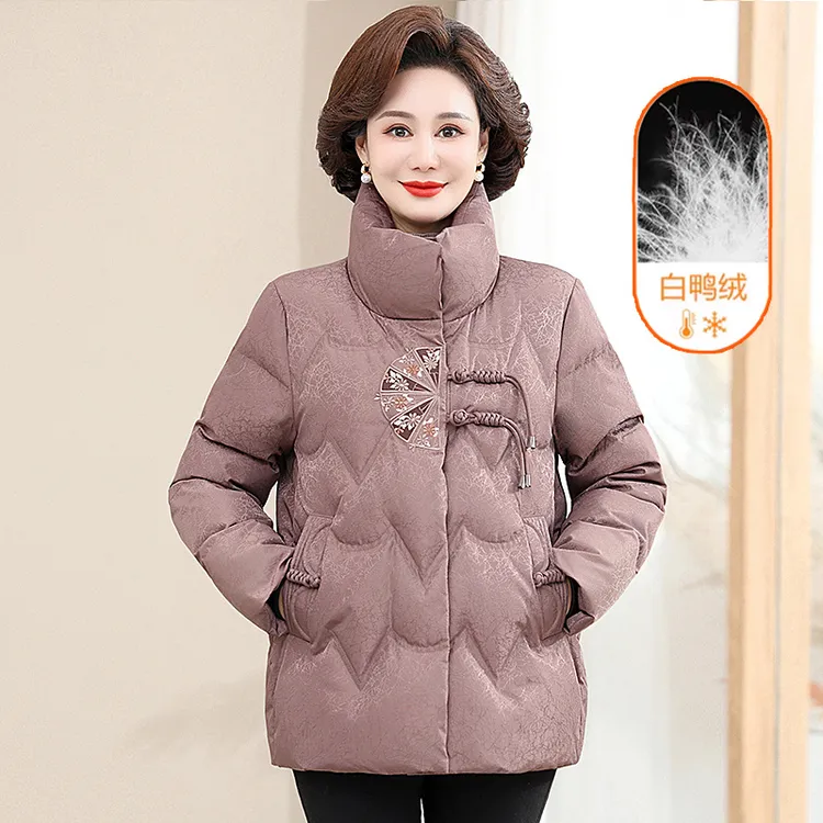 妈妈冬季羽绒服中长款洋气棉衣2024新款中老年人女装冬季加厚外套