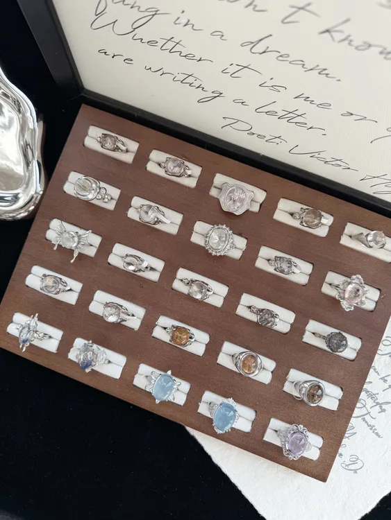 天然水晶戒开口戒指复古个性轻奢饰品定制礼物