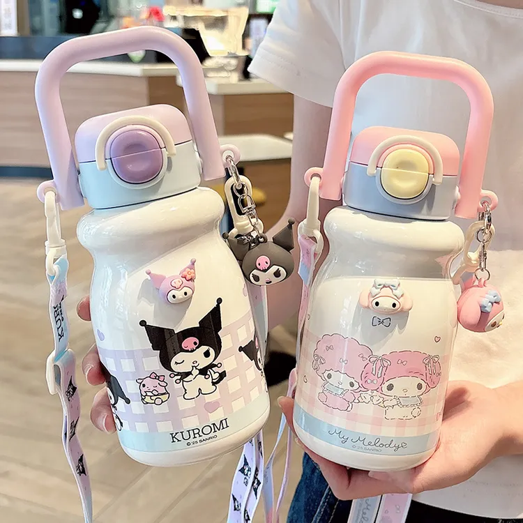 库洛米水杯儿童保温杯女孩上学专用2025新款小学生幼儿园吸管杯子