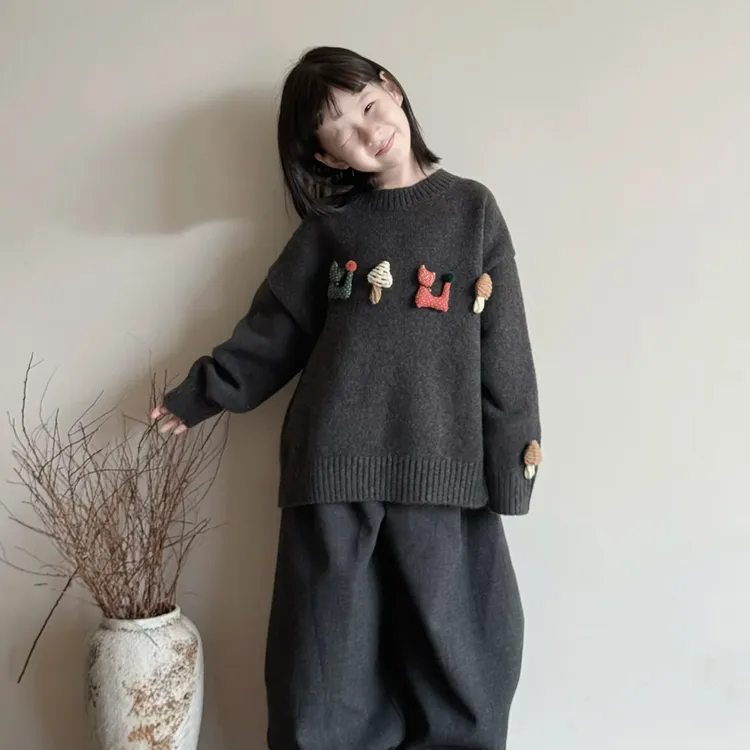 女童毛衣秋冬款2025新款儿童加厚针织衫上衣女孩冬季打底衫毛线衣