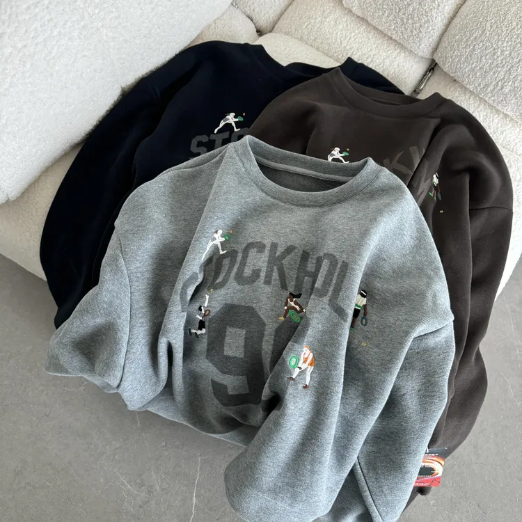 【零点黄昏】内里发热绒感时尚百搭休闲气质印花套头宽松卫衣女