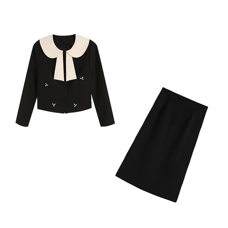 【洋房千金】2025早秋款上新精致水钻外套+长/短裙套装ZL110152