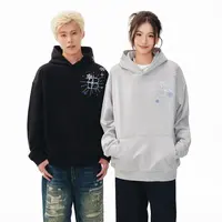 BIPOLAR过肩雪花刺绣百搭休闲情侣宽松潮流时尚连帽卫衣 18S268